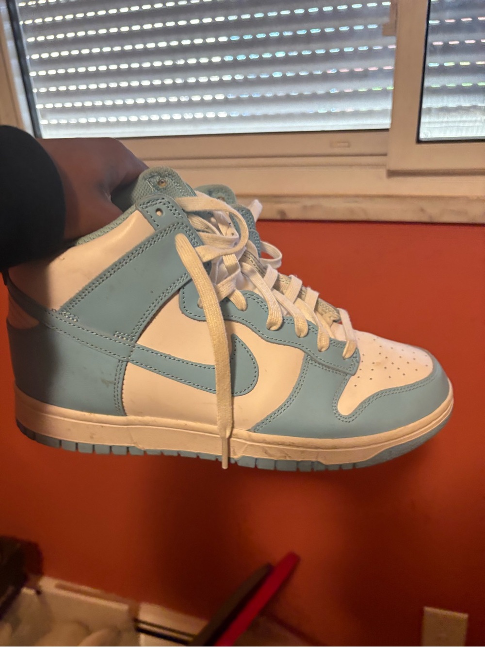 Light Blue and White High-Top Sneakers